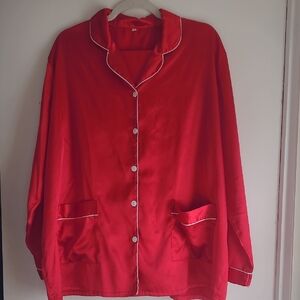 Women's Red Satin Pajama Set